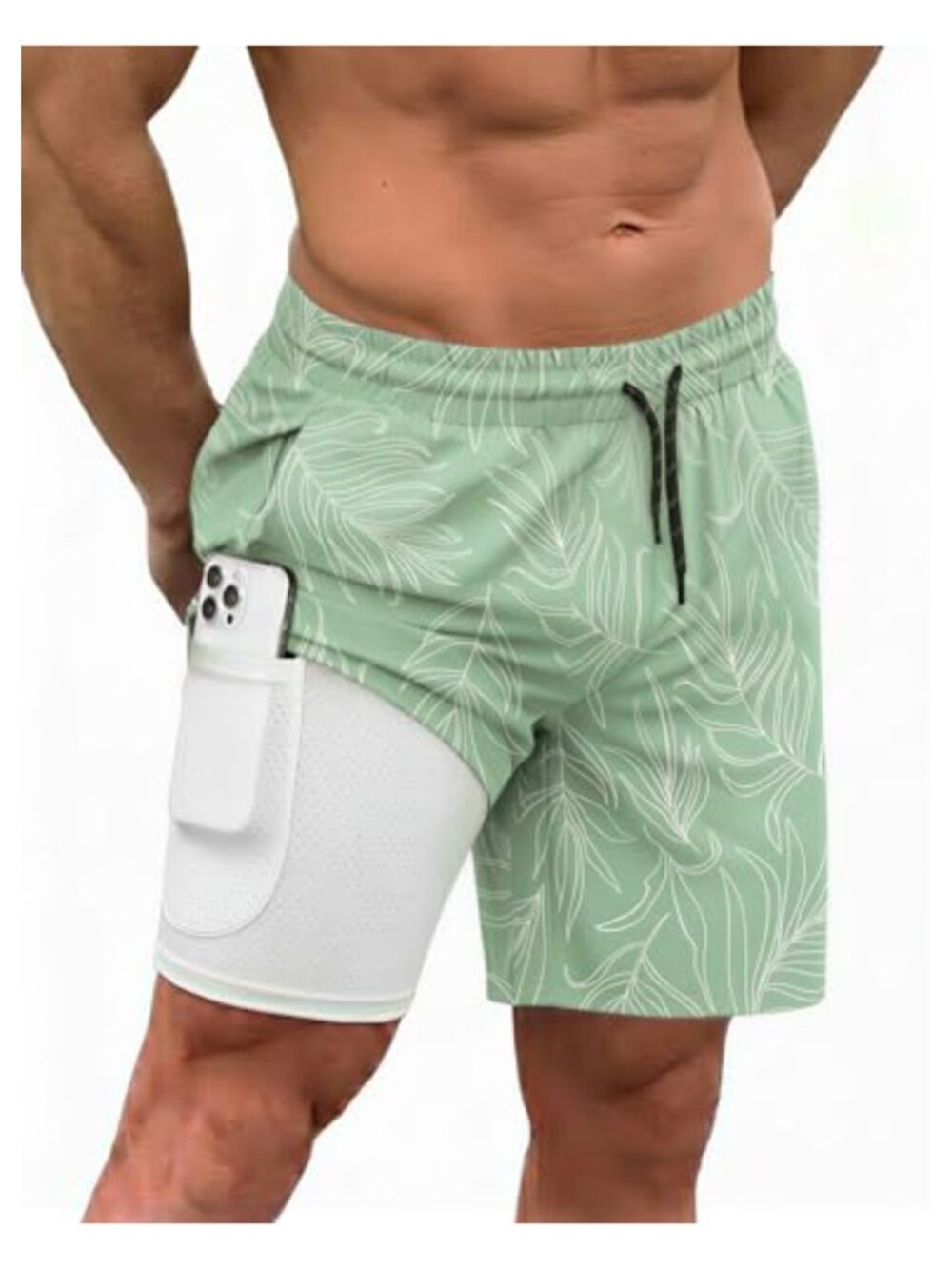 Men's Quick Dry Swim Trunks with 2-in-1 Compression Liner Board Shorts